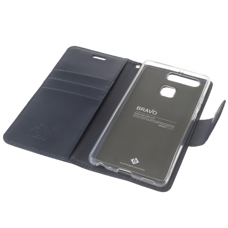 MERCURY GOOSPERY Bravo Leather Case Wallet Stand for Huawei P9 - Dark Blue-8