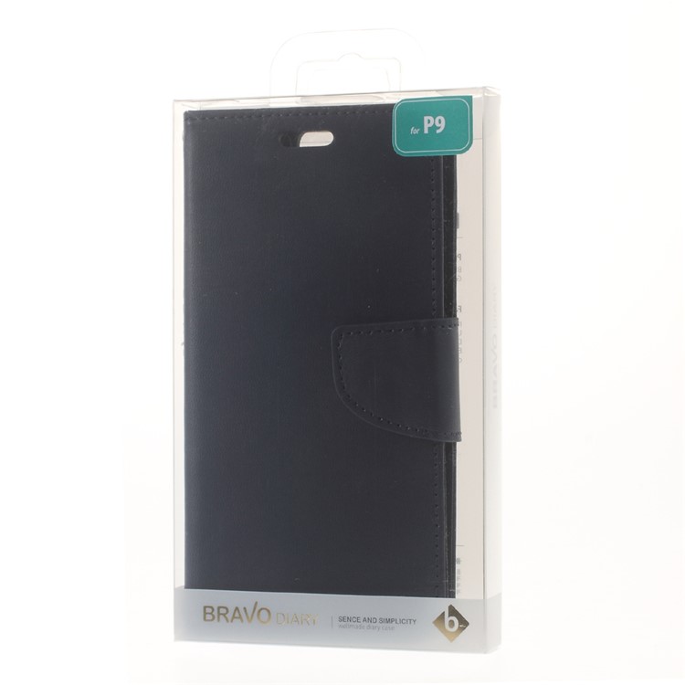 MERCURY GOOSPERY Bravo Leather Case Wallet Stand for Huawei P9 - Dark Blue-9