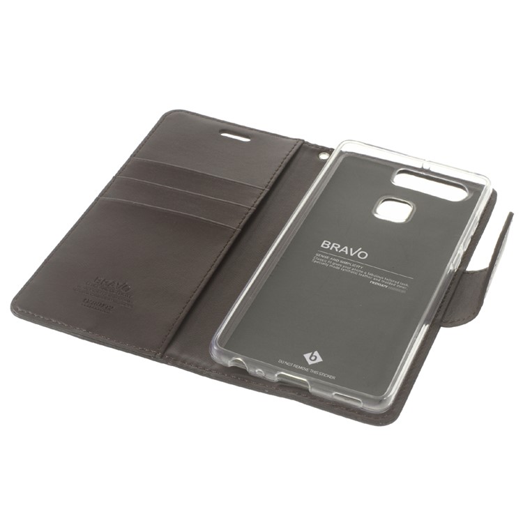 MERCURY GOOSPERY Bravo Leather Stand Card Slot Cover for Huawei P9 - Coffee-8