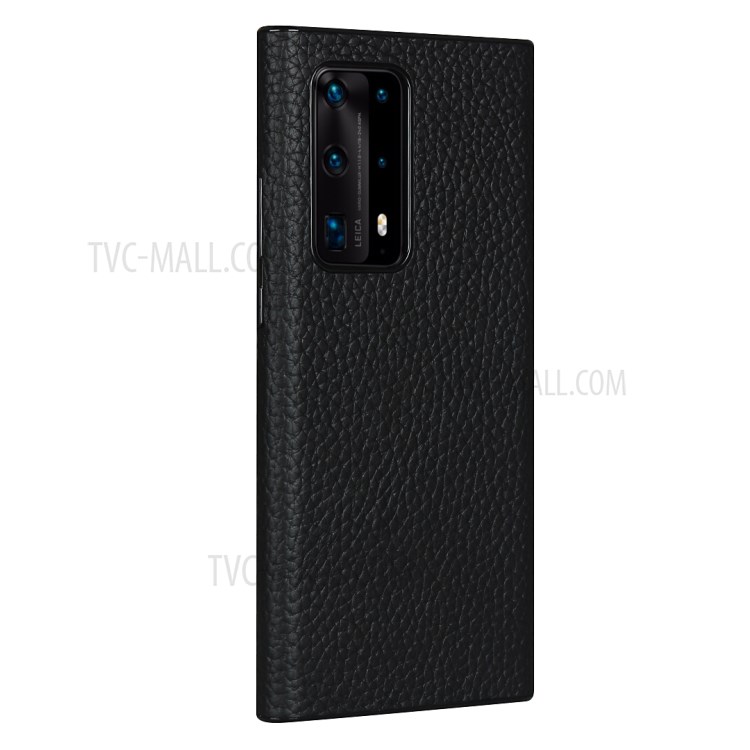 Litchi Texture Genuine Leather Coated Black TPU Phone Casing for Huawei P40 Pro+ - Black-4