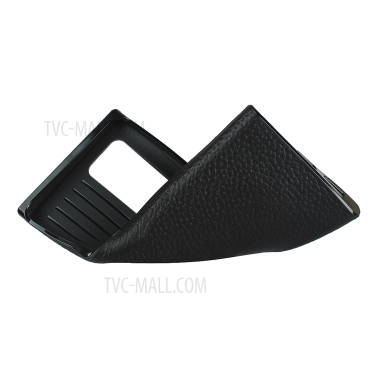 Litchi Texture Genuine Leather Coated Black TPU Phone Casing for Huawei P40 Pro+ - Black-8