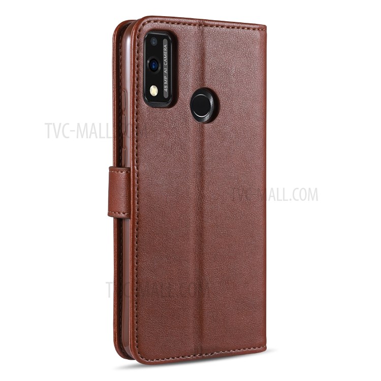 AZNS PU Leather Wallet Stand Case for Honor 9X Lite - Coffee-3