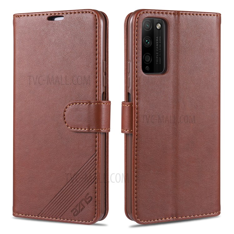 AZNS PU Leather Wallet Case for Honor 30 Youth/30 Lite - Coffee-1