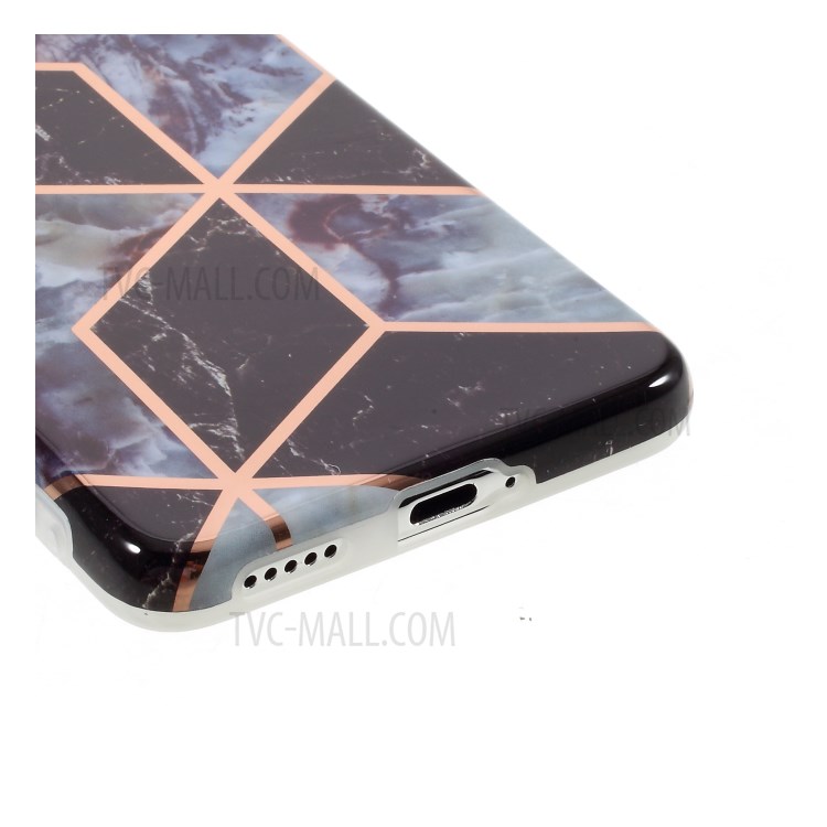 Marble Skin Electroplating Color Matching TPU Shell for Huawei P40 - Black/Grey-6