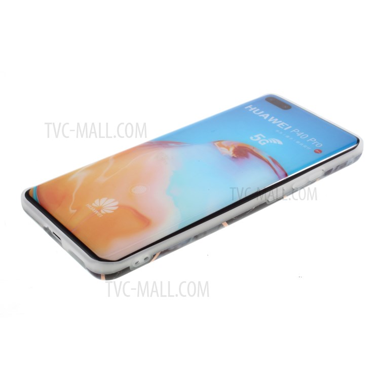 Electroplated Splicing Marble Pattern IMD TPU Cover for Huawei P40 Pro - Black-7