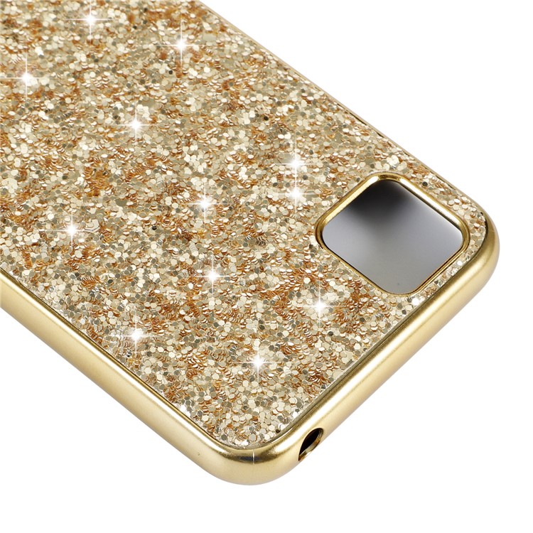 Paillettes Scintillanti Frame TPU Placcato + Shell Ibrido PC Per Huawei Y5p - Oro