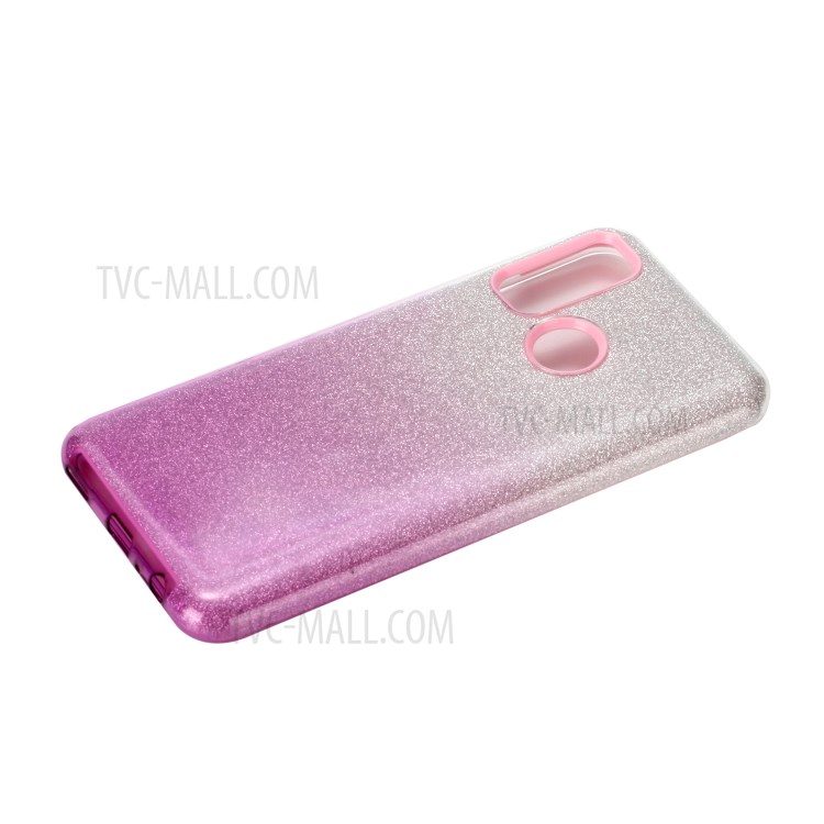 Gradient Color Glittery Powder PC+TPU Combo Case for Huawei P smart 2020 - Purple-3