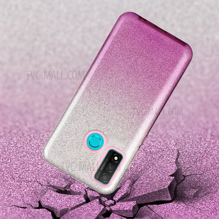 Gradient Color Glittery Powder PC+TPU Combo Case for Huawei P smart 2020 - Purple-4