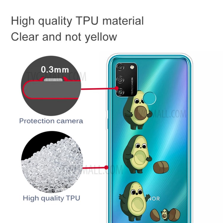 Pattern Printing TPU Back Case for Honor 9A - Avocado-3