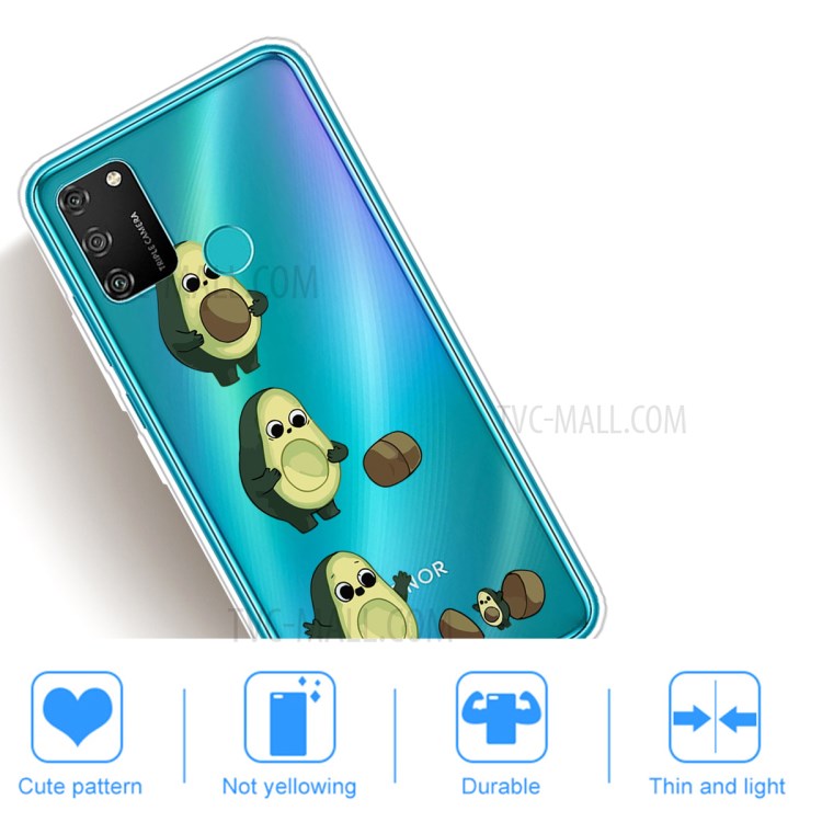 Pattern Printing TPU Back Case for Honor 9A - Avocado-6