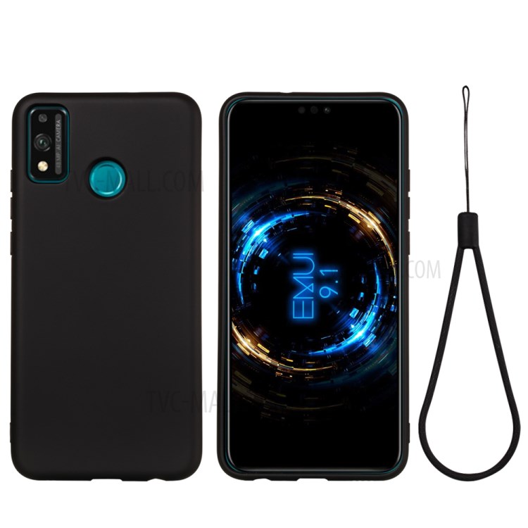 Liquid Silicone Cover Phone Protective Case for Honor 9X Lite - Black-1