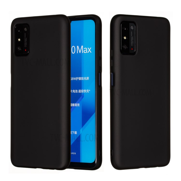 Liquid Silicone Soft Phone Cover with Strap for Honor X10 Max - Black-2
