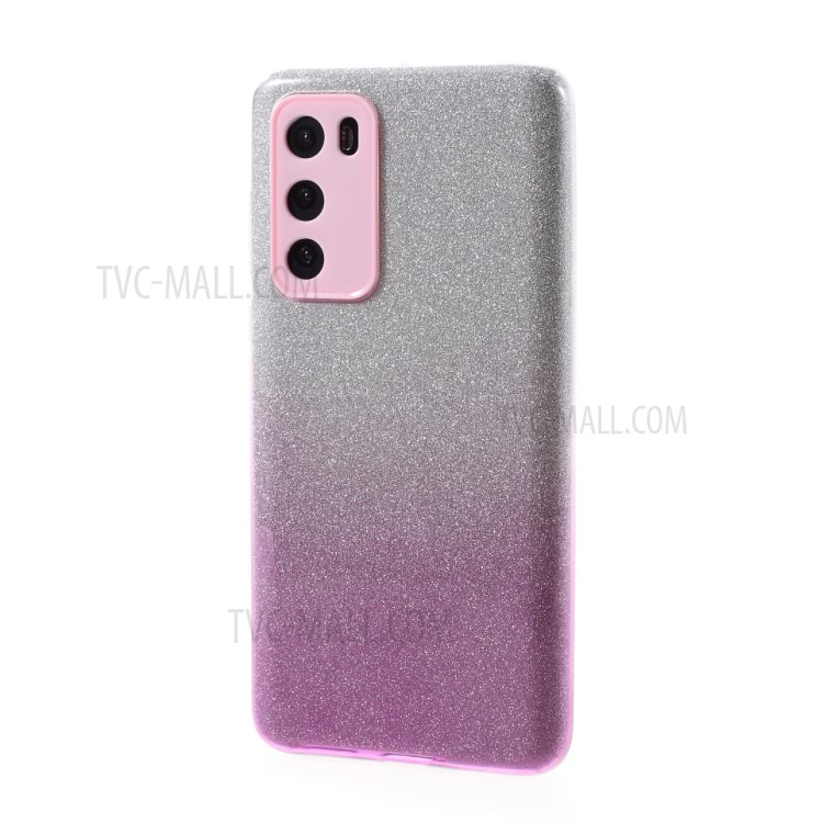 Gradient Color Glittery Powder Paper PC+TPU Hybrid Protection Case for Huawei P40 - Purple-2