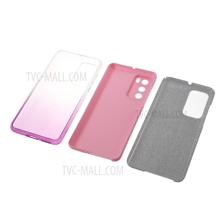 Gradient Color Glittery Powder Paper PC+TPU Hybrid Protection Case for Huawei P40 - Purple-5