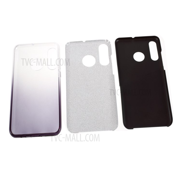 Gradient Color Glittery Powder PC+TPU Combo Case for Huawei P30 Lite - Black-5