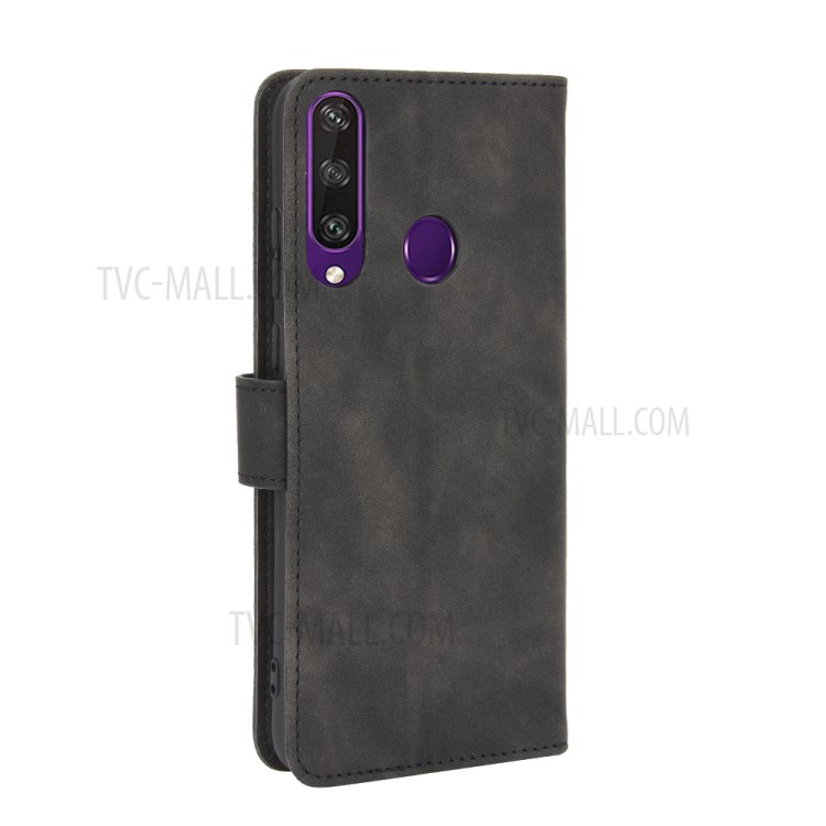 Skin-touch Wallet Stand Leather Flip Shell for Huawei Y6p - Black-6