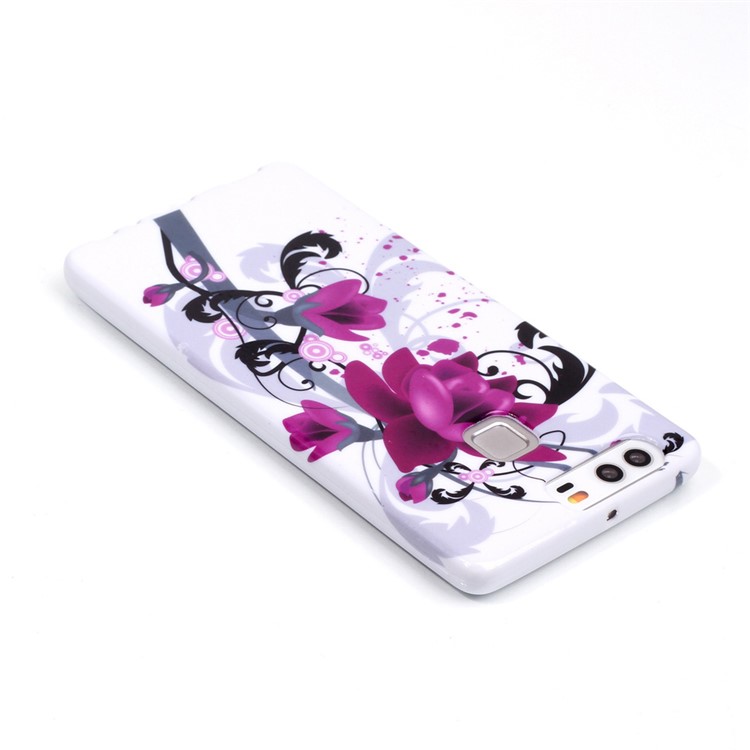 Stylish Patterned TPU Protective Shell for Huawei P9 - Purple Flowers-5