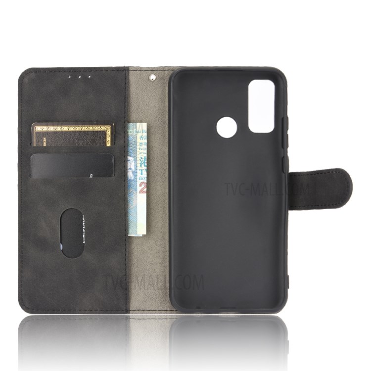 Skin-touch Wallet Stand Leather Cover for Huawei P smart 2020 - Black-3
