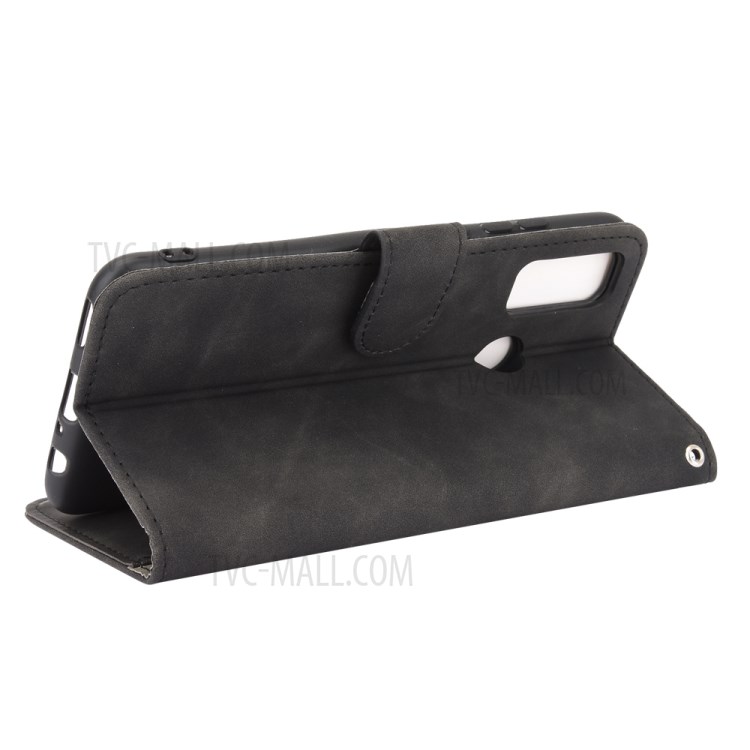Skin-touch Wallet Stand Leather Cover for Huawei P smart 2020 - Black-5