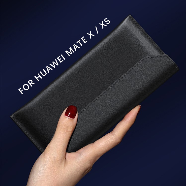 Envelope Style Genuine Leather Case with Magnet Closure for Huawei Mate Xs/X - Black-5