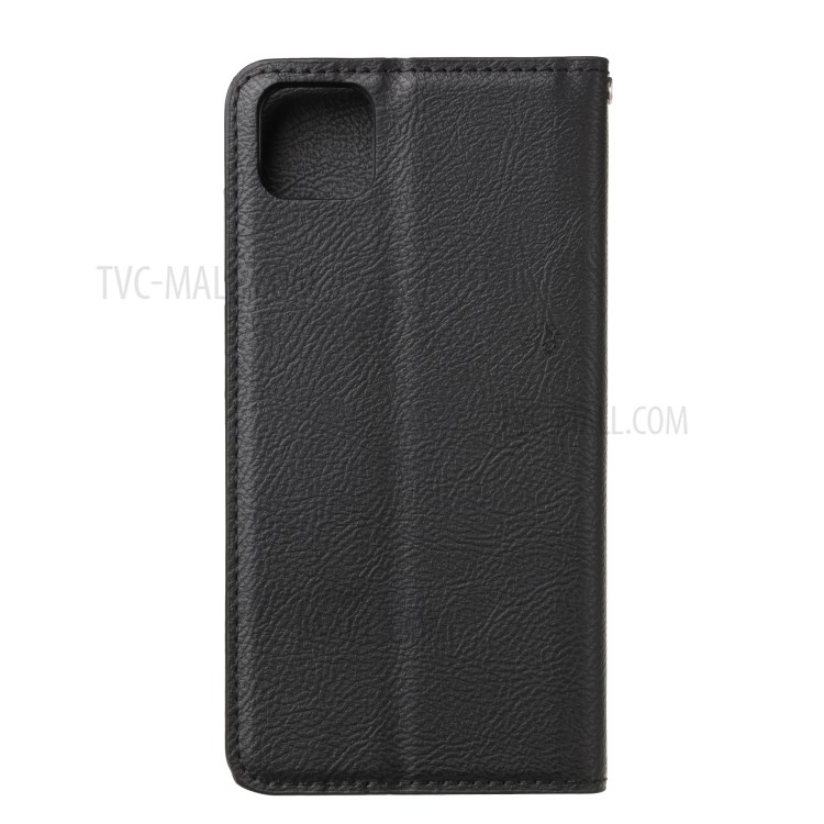 Auto-absorbed Leather Wallet Stand Phone Case for Huawei Y5p - Black-3