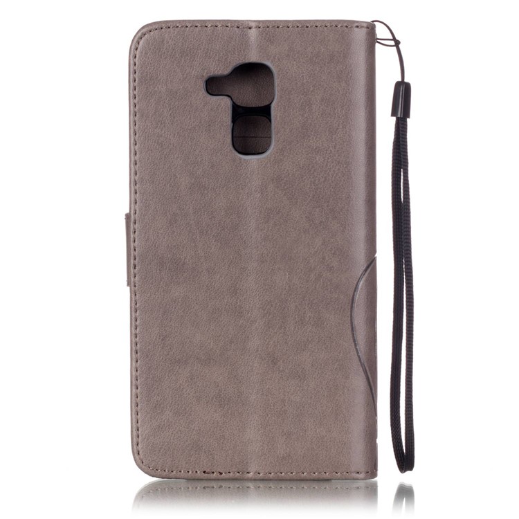 Floral Butterfly Leather Stand Flip Case Cover for Huawei Honor 5c / GT3 - Grey-2