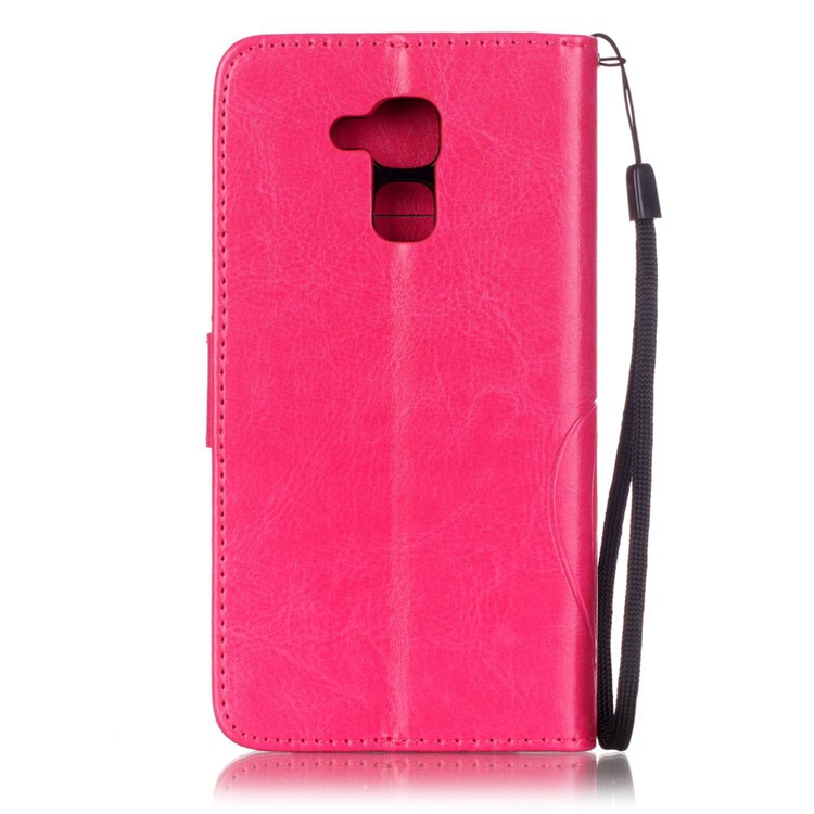 Floral Butterfly Magnetic Flip Leather Cover for Huawei Honor 5c / GT3 - Rose-2