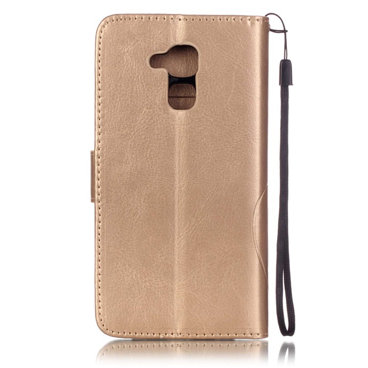 Floral Butterfly Leather Protection Cover Wallet for Huawei Honor 5c / GT3 - Gold-2