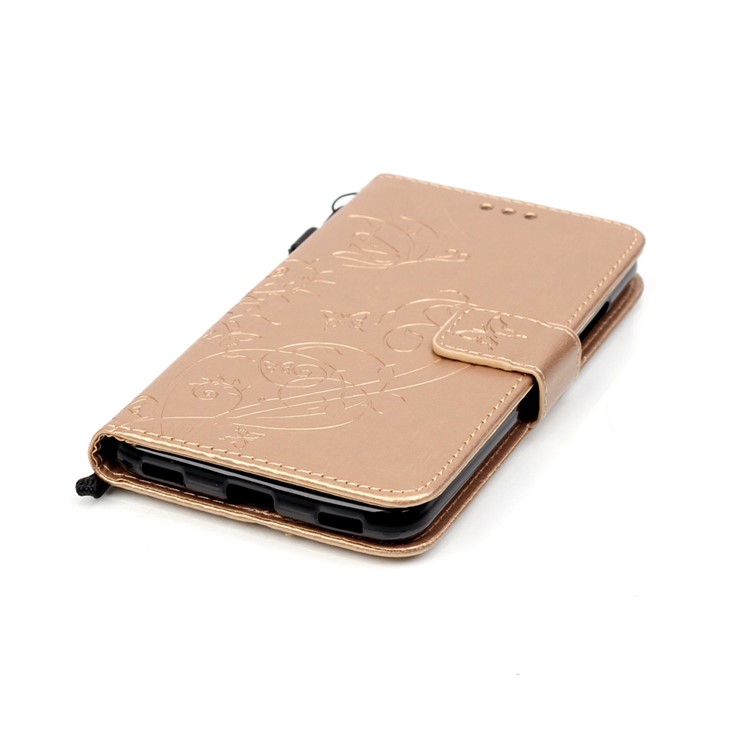 Floral Butterfly Leather Protection Cover Wallet for Huawei Honor 5c / GT3 - Gold-5