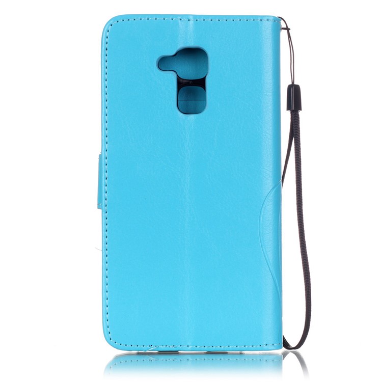 Floral Butterfly Leather Stand Card Slot Case for Huawei Honor 5c / GT3 - Blue-2