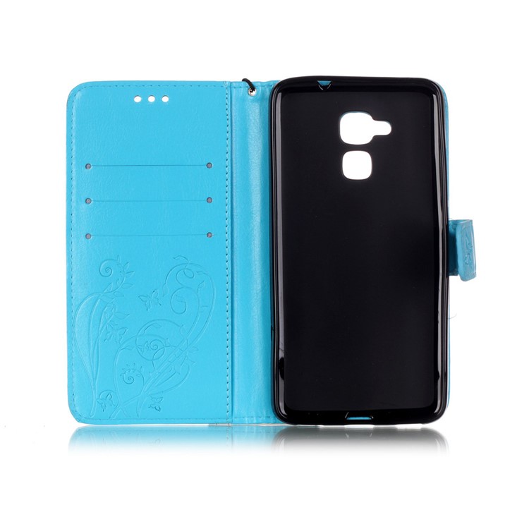 Floral Butterfly Leather Stand Card Slot Case for Huawei Honor 5c / GT3 - Blue-3