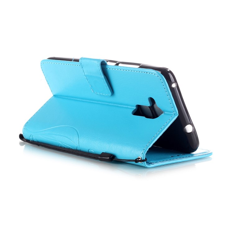 Floral Butterfly Leather Stand Card Slot Case for Huawei Honor 5c / GT3 - Blue-4