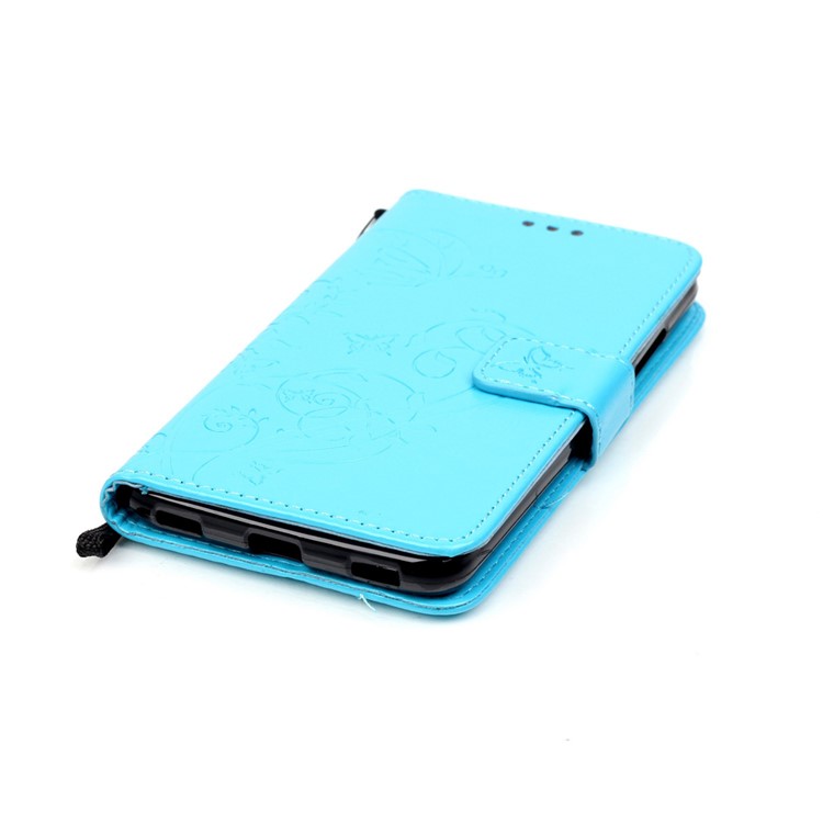 Floral Butterfly Leather Stand Card Slot Case for Huawei Honor 5c / GT3 - Blue-5