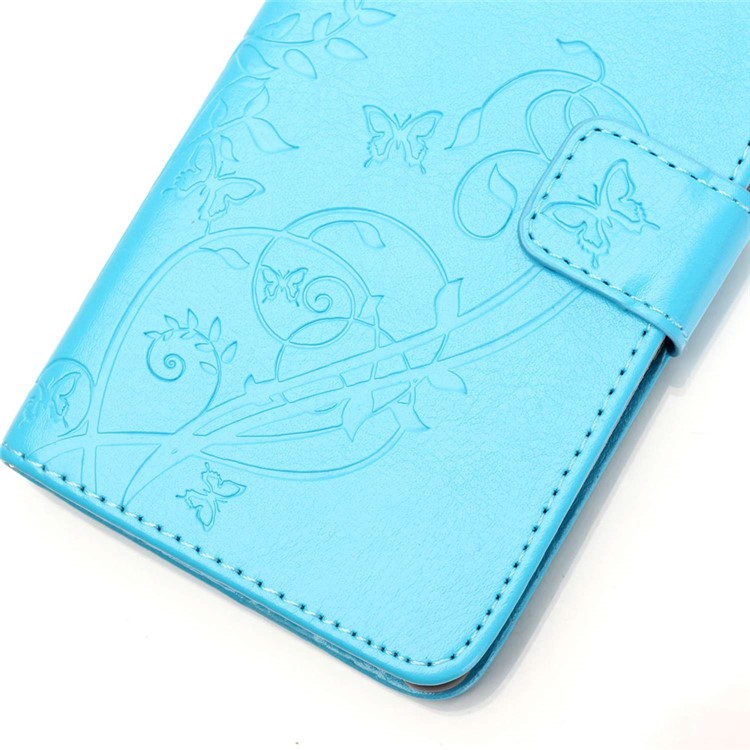 Floral Butterfly Leather Stand Card Slot Case for Huawei Honor 5c / GT3 - Blue-7