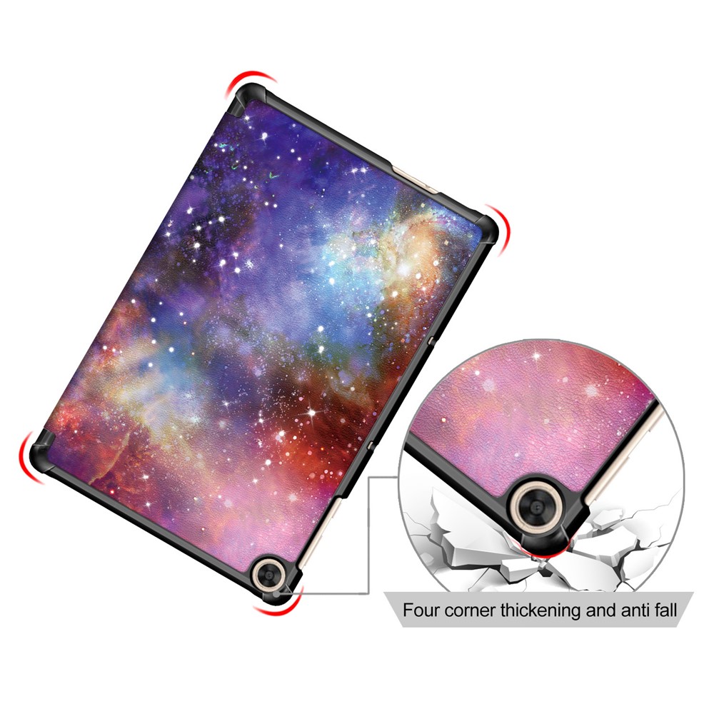 Printing Surface Tri-fold Leather Tablet Cover for Huawei MatePad T10S/Honor 6 - Cosmic Space-6