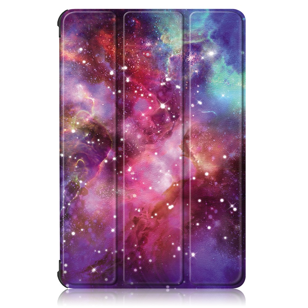 Printing Surface Tri-fold Leather Tablet Cover for Huawei MatePad T10S/Honor 6 - Cosmic Space-8