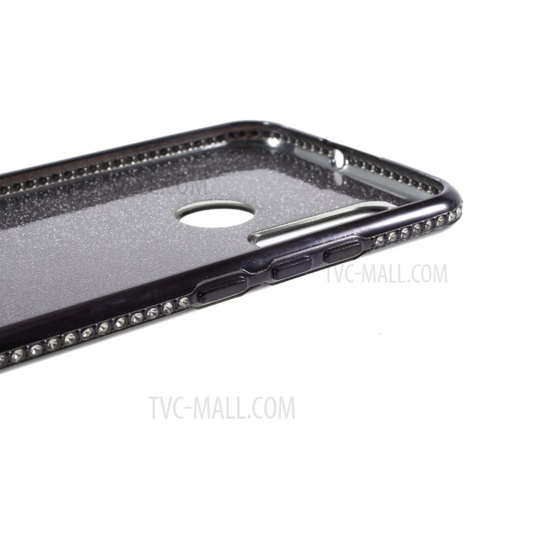 Electroplating Glittery Powder Skin TPU with Metal Kickstand Cover for Huawei P smart 2020 - Black-7