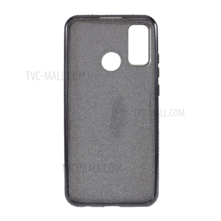 Electroplating Glittery Powder Skin TPU with Metal Kickstand Cover for Huawei P smart 2020 - Black-8