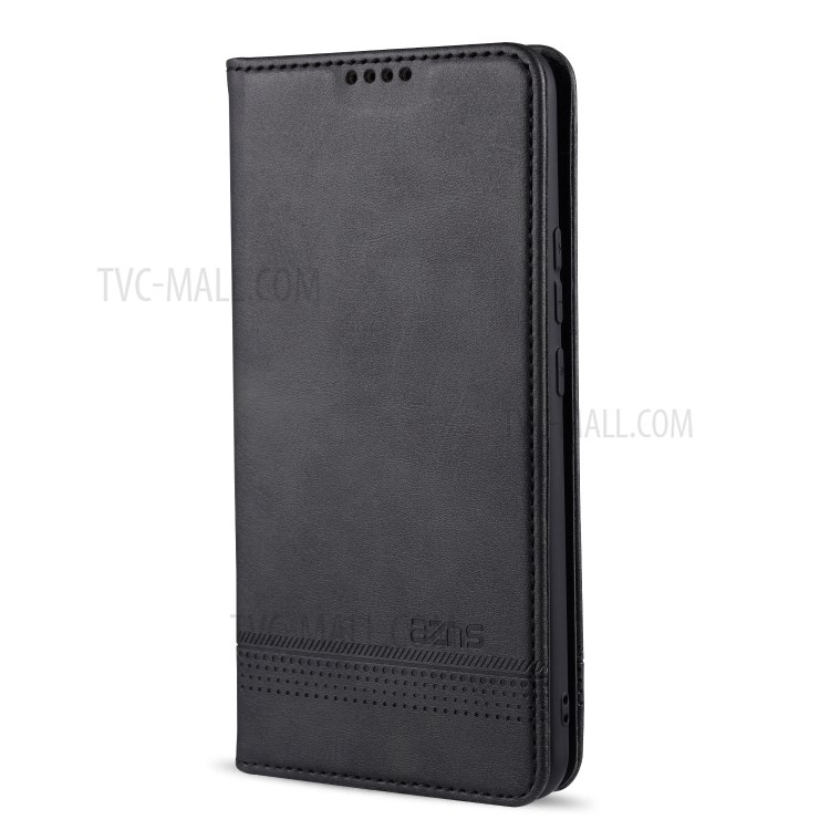 AZNS Magnetic Absorbed Leather Wallet Cover Case for Huawei Nova 7 5G - Black-3