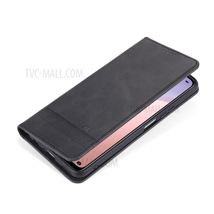 AZNS Magnetic Absorbed Leather Wallet Cover Case for Huawei Nova 7 SE / Huawei P40 Lite 5G (European Version) - Black-2