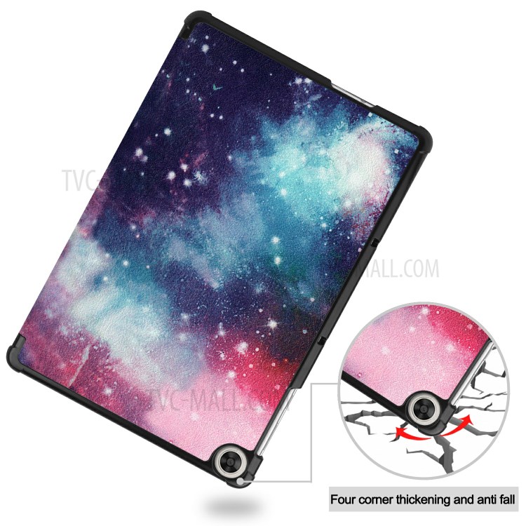 Pattern Printing PU Leather Tri-fold Stand Tablet Case for Huawei Enjoy Tablet 2 10.1/Honor Tablet 6 10.1 - Cosmic Space-9