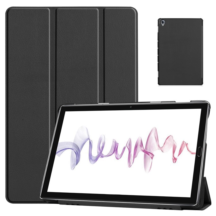 Tri-fold Stand Leather Smart Tablet Case for Huawei MatePad 10.8 (2020) - Black-1