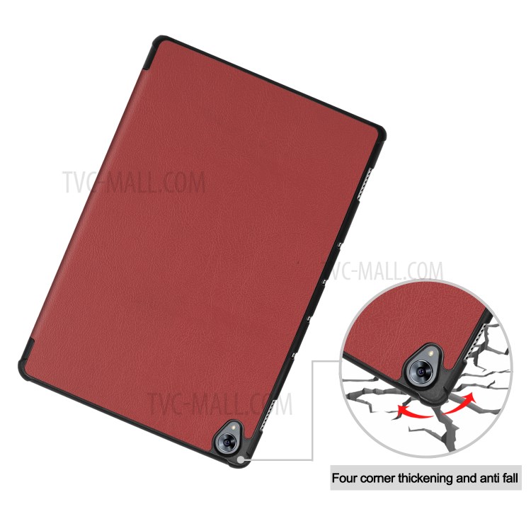 Tri-fold Stand Leather Smart Tablet Case for Huawei MatePad 10.8 (2020) - Brown-4