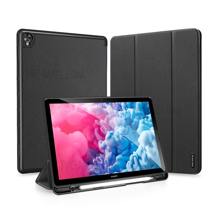 DUX DUCIS Domo Series Tri-fold Leather with Pen Holder Shell for Huawei MatePad 10.8 (2020)/MediaPad M6 10.8-inch - Black-2