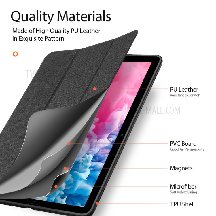 DUX DUCIS Domo Series Tri-fold Leather with Pen Holder Shell for Huawei MatePad 10.8 (2020)/MediaPad M6 10.8-inch - Black-7