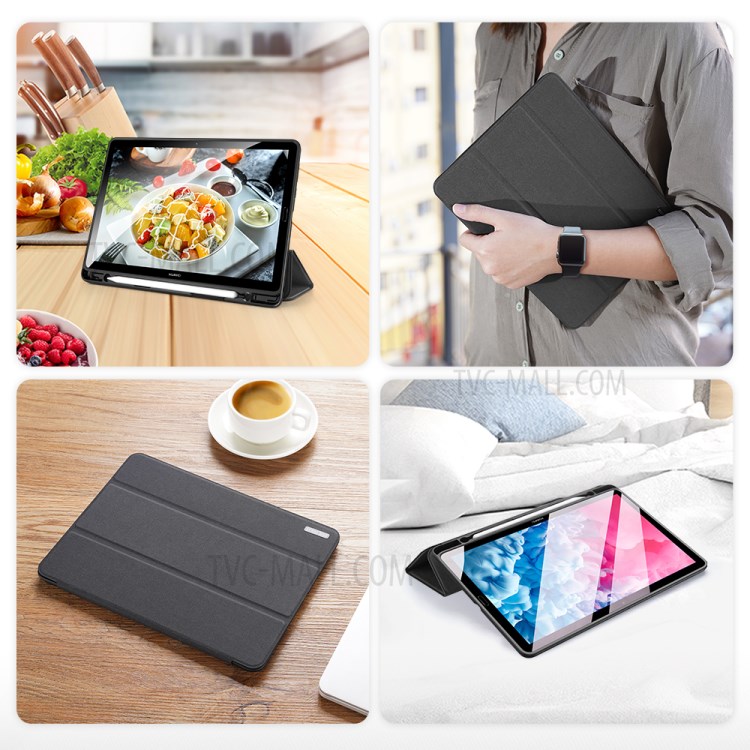 DUX DUCIS Domo Series Tri-fold Leather with Pen Holder Shell for Huawei MatePad 10.8 (2020)/MediaPad M6 10.8-inch - Black-9