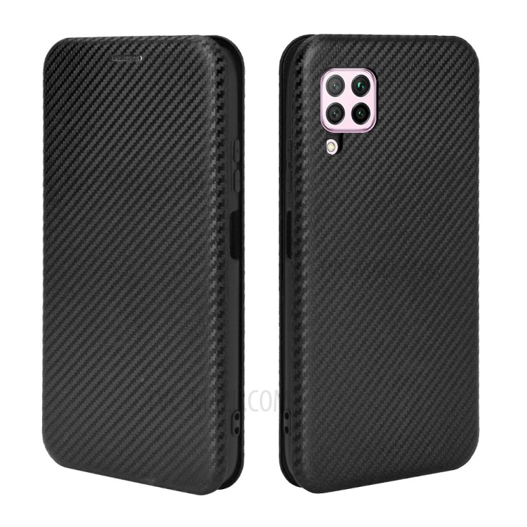 Carbon Fiber Skin Auto-absorbed Leather Case for Huawei nova 6 SE/P40 lite 4G/Nova 7i - Black-2