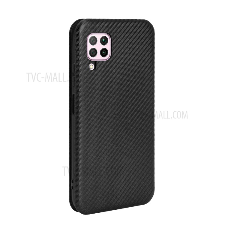 Carbon Fiber Skin Auto-absorbed Leather Case for Huawei nova 6 SE/P40 lite 4G/Nova 7i - Black-7