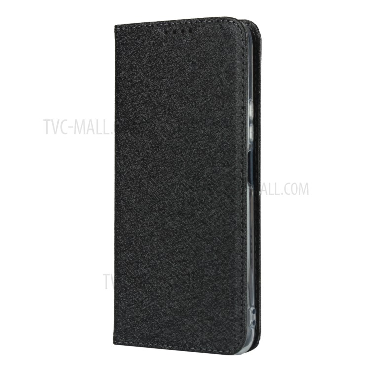 Silk Texture Wallet Leather Stand Shell for Huawei P40 Lite 5G - Black-3