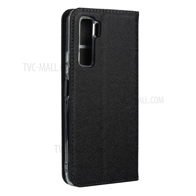 Silk Texture Wallet Leather Stand Shell for Huawei P40 Lite 5G - Black-4